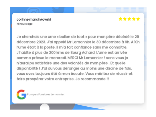 Urne funéraire ballon Pompes Funèbres Lemonnier