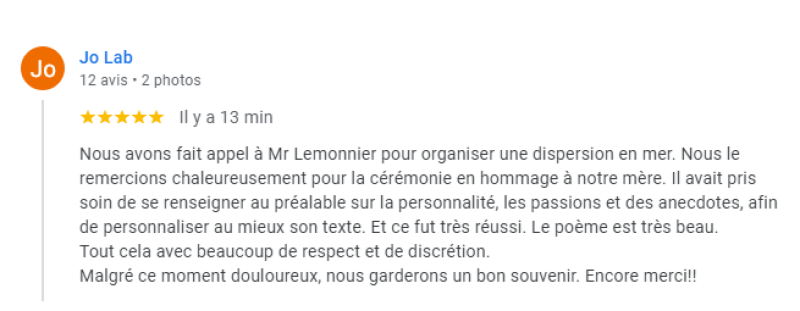 Dispersion et immersion de cendres en mer PF Lemonnier