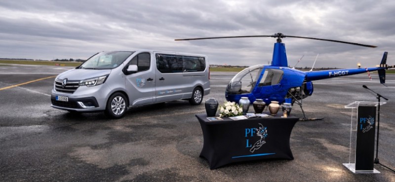 Dispersion de cendre en hélicoptère, pompes funèbres Lemonnier